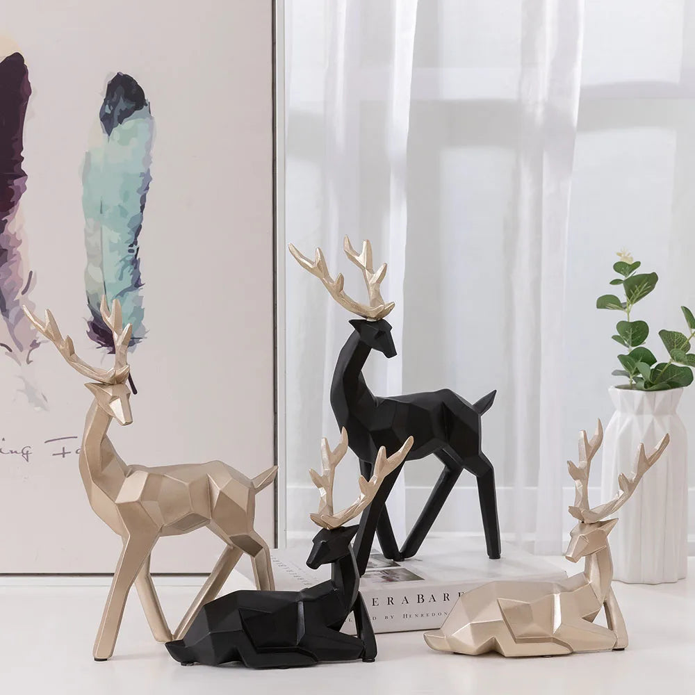 European Resin Geometric Deer Ornament, Decorative Craft for Living Room