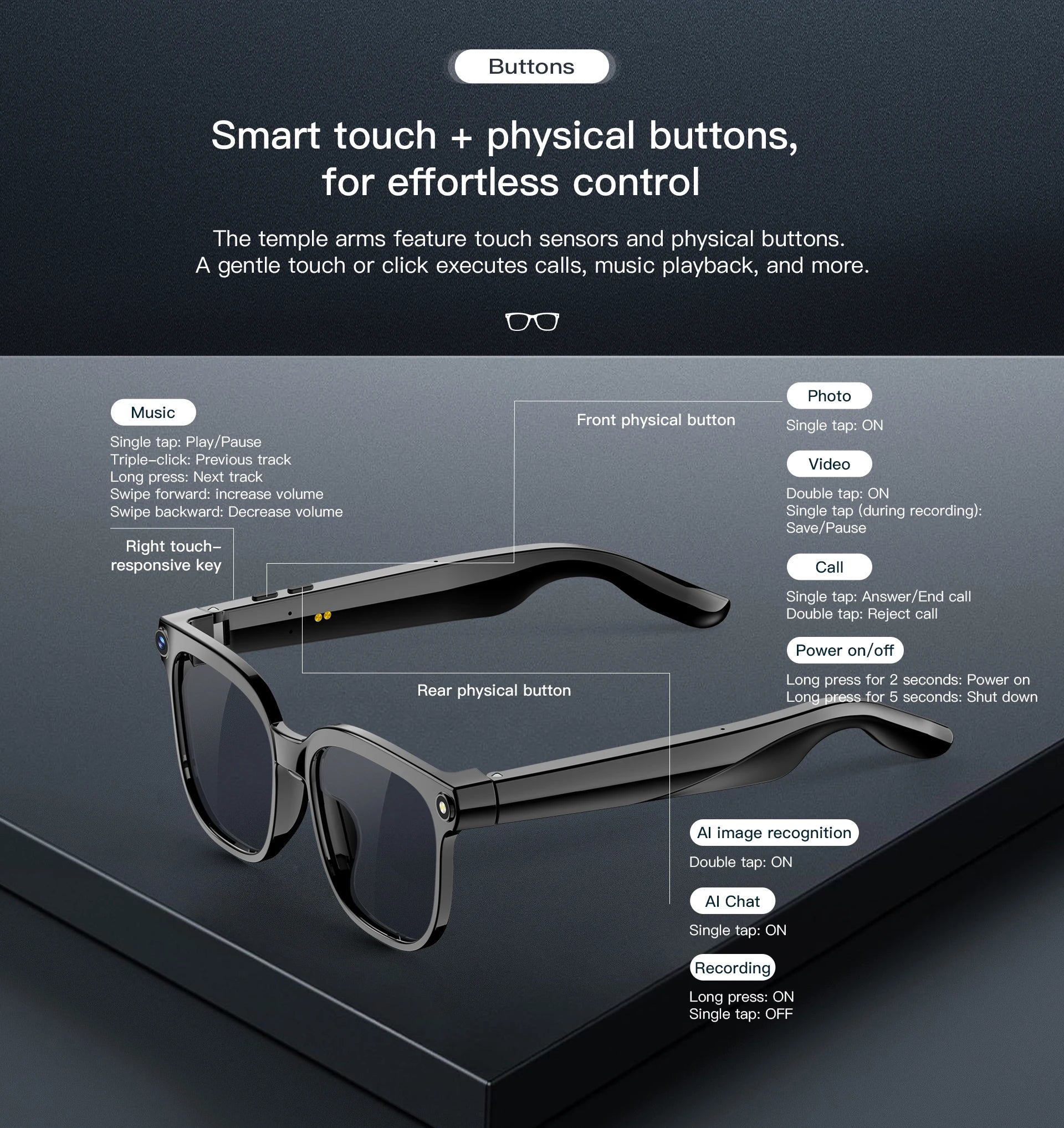 2026 New Smart AI Glasses with 8MP HD Camera 1080P Video Recording ChatGPT Integration Bluetooth Eyewear Business Travel Glasses