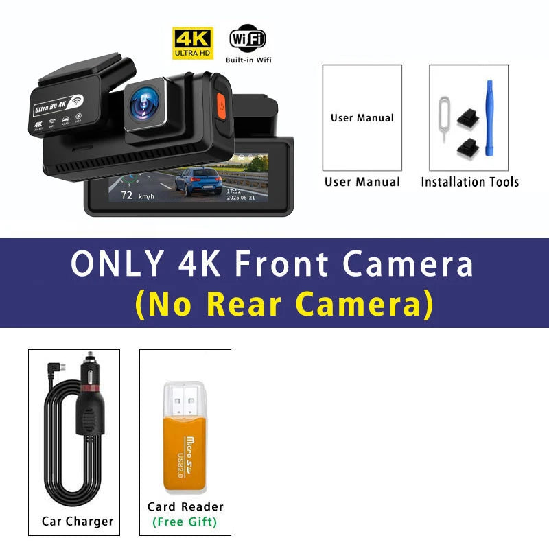 ADAS Dash Cam 4K+2.5K GPS WIFI 24H Night Vision Mini Optional Rear Lens Dashcam Car DVR Video Recorder Camera For Car Black Box
