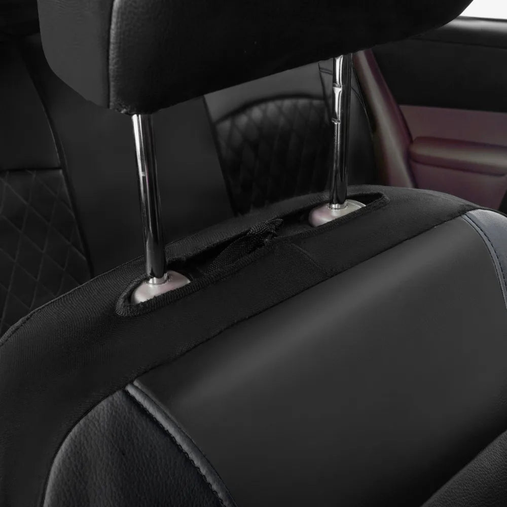 SEAMETAL Full-Surrouded Car Seat Cover Breathable Leatherette Seat Cushion Anti Scratch Seat Protector Cover for Sedan Suv Truck