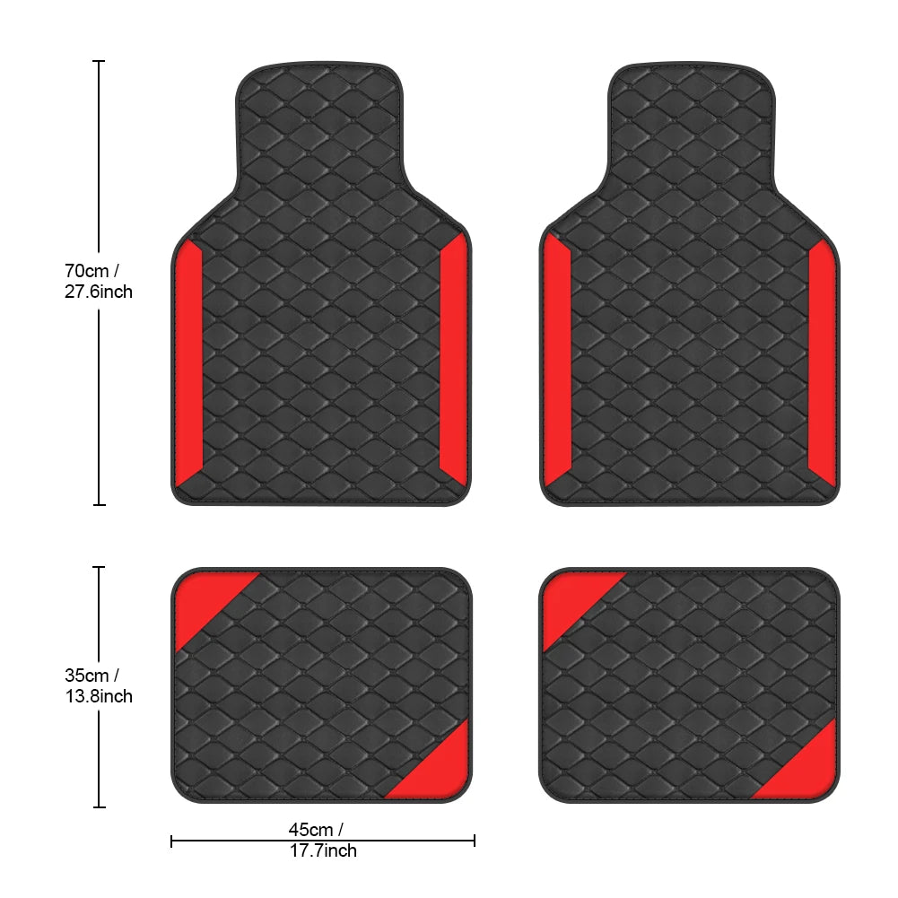 Luxury PU Leather Car Floor Mats 4pcs – Left-Hand Drive