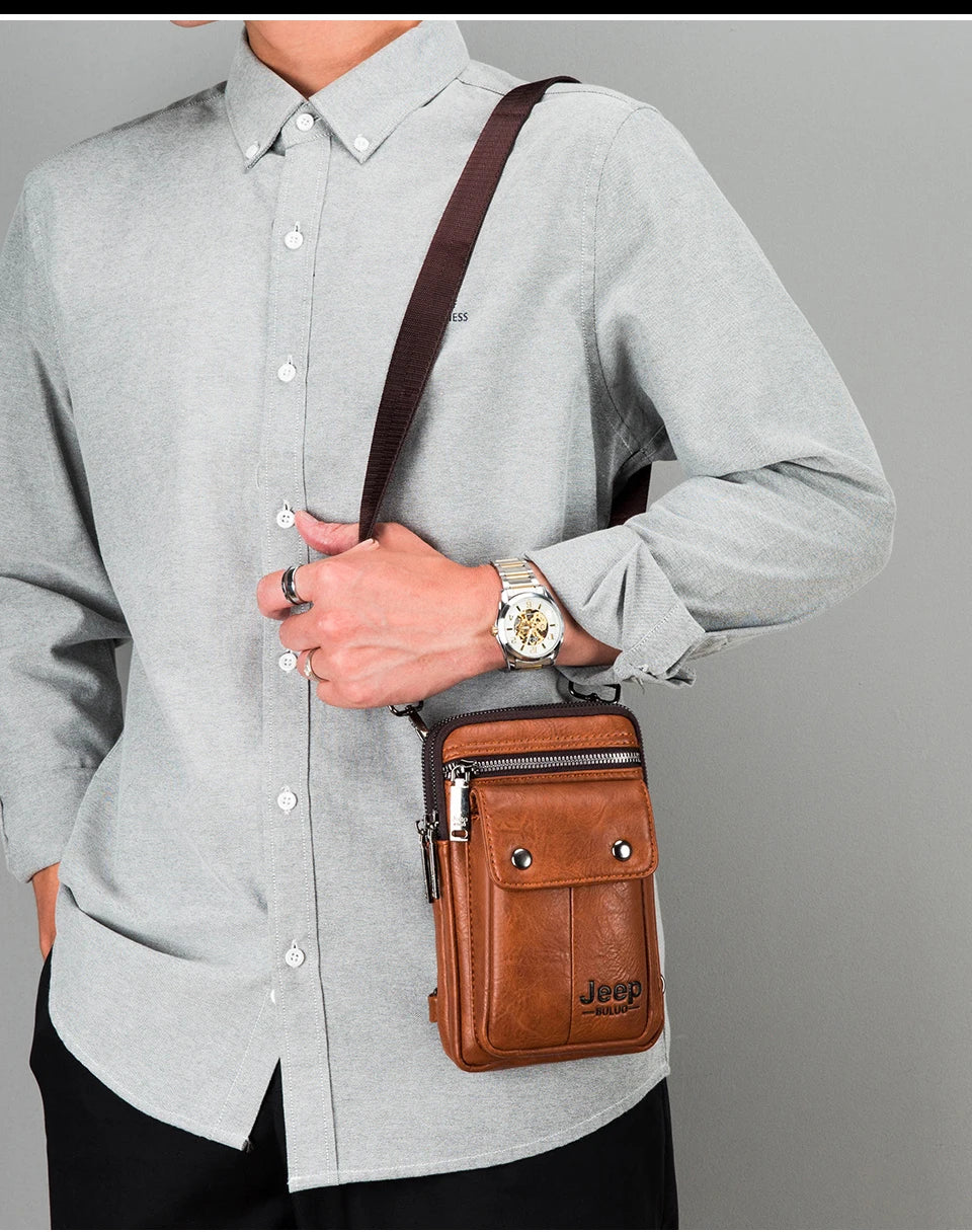 JEEP BULUO Small Multi-function Sling Crossbody Bag Brand Men Shoulder Bag Legs Waist Bag For Man New Fashion Casual Cool Mini