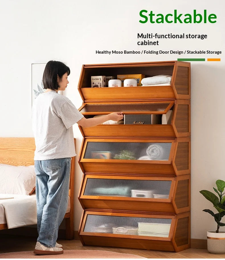 Modern Storage Cabinet Bookcase – Display Dresser with Adjustable Shelves & Doors