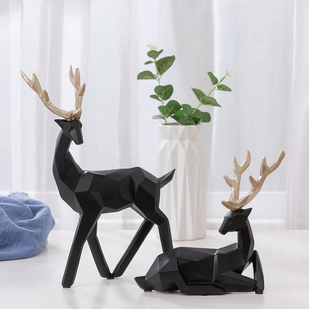 European Resin Geometric Deer Ornament, Decorative Craft for Living Room