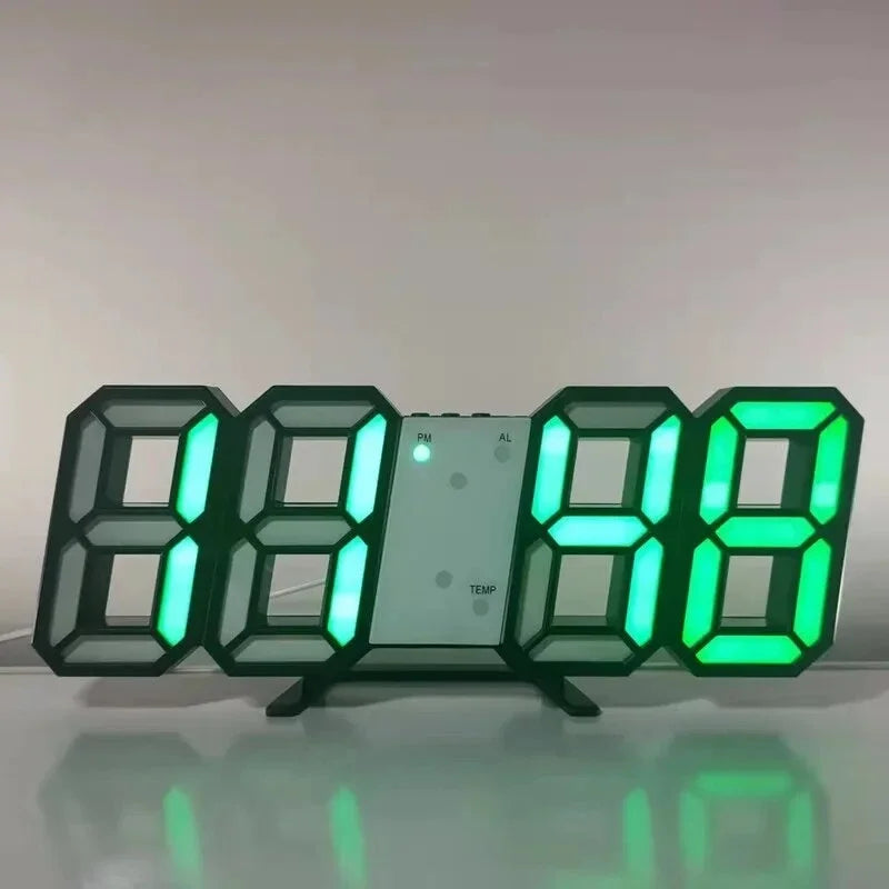 LED Digital Wall Clock with Alarm, Modern Home Decor for Bedroom and Living Room