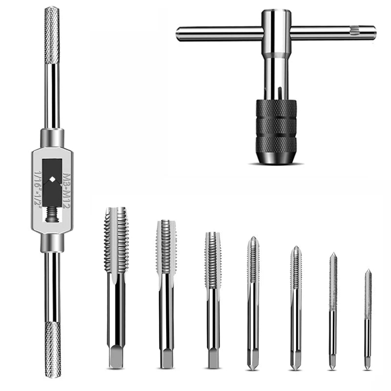 6/8-Piece Manual Tap Wrench Set – HSS Right-Hand Thread Tool