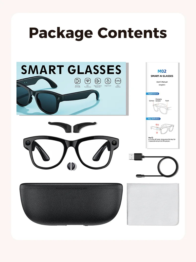 2026 Smart Glasses Women 3600mAh Power Bank 800W Camera 120+Languages Translation Recording Videos Music Player Call Glasses Men