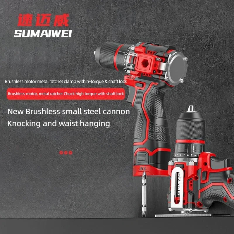Brushless Cordless Impact Drill – Electric Screwdriver with Metal Chuck