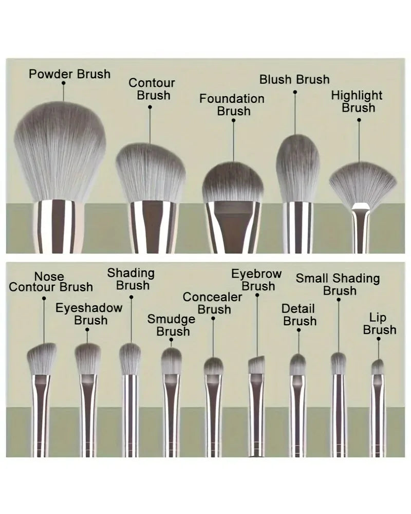 Luxury 14-Piece Makeup Brush Set Professional Full Face & Eye Detail Brushes Super Soft for Foundation Blush Application