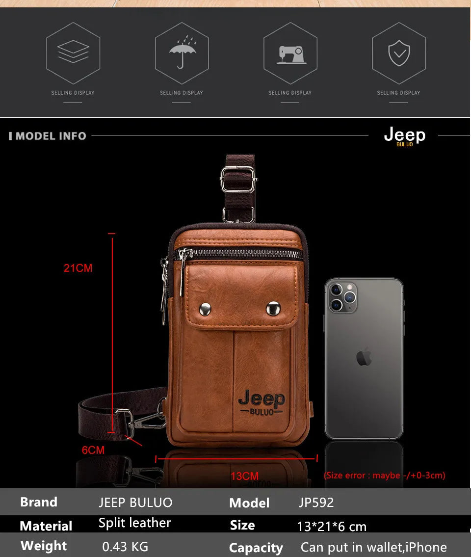 JEEP BULUO Small Multi-function Sling Crossbody Bag Brand Men Shoulder Bag Legs Waist Bag For Man New Fashion Casual Cool Mini