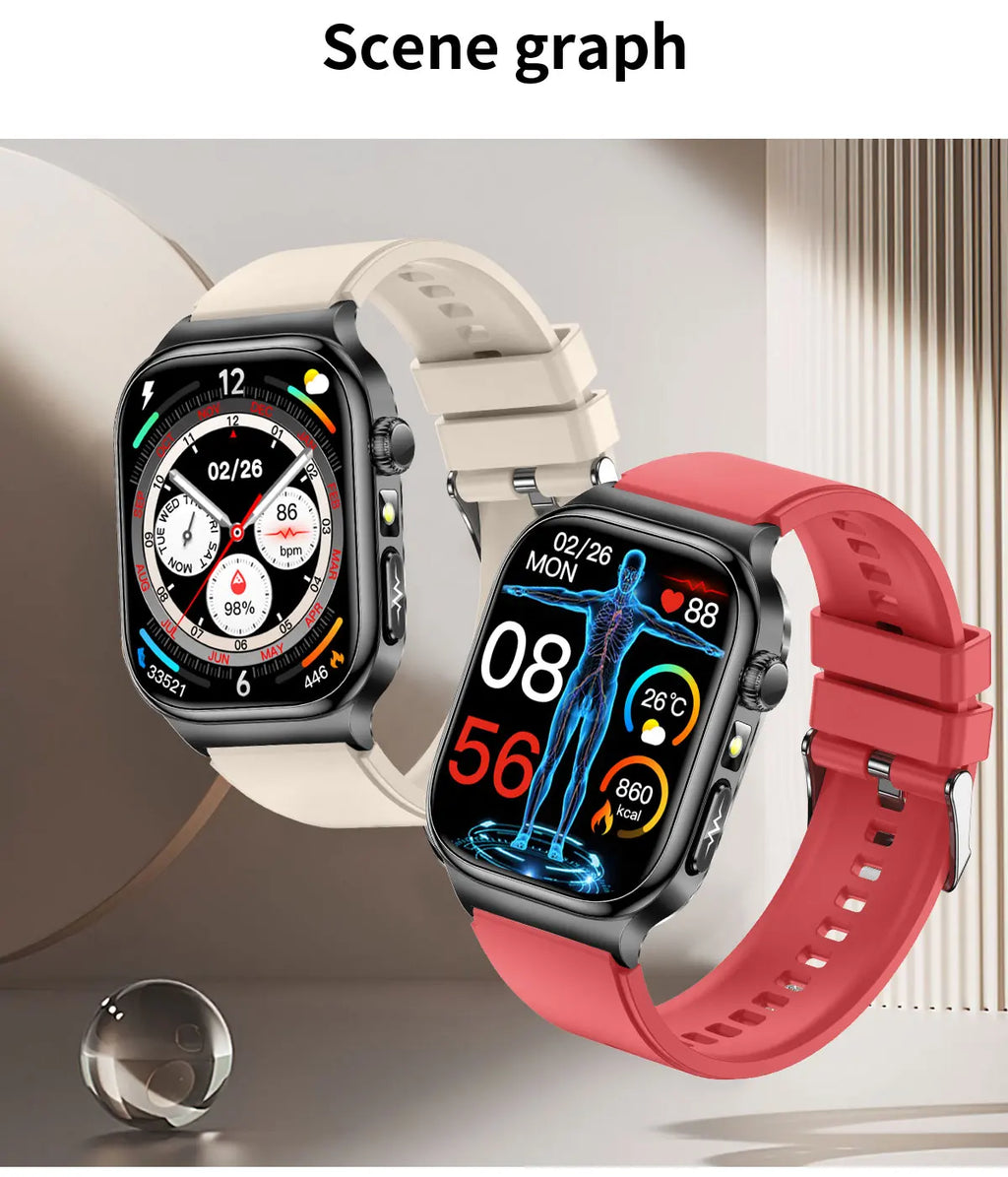 AMOLED Health Smartwatch with ECG, Blood Oxygen, Blood Pressure & Body Fat Tracking