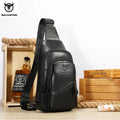 BULLCAPTAIN Men's Leather Chest Bag – Large Capacity Sling Messenger Bag XB-127