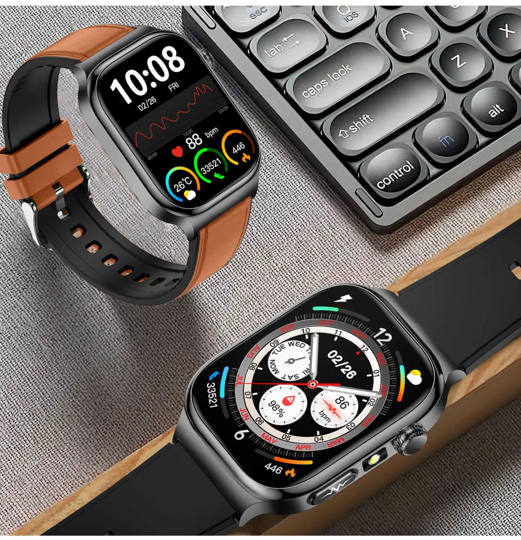 AMOLED Health Smartwatch with ECG, Blood Oxygen, Blood Pressure & Body Fat Tracking