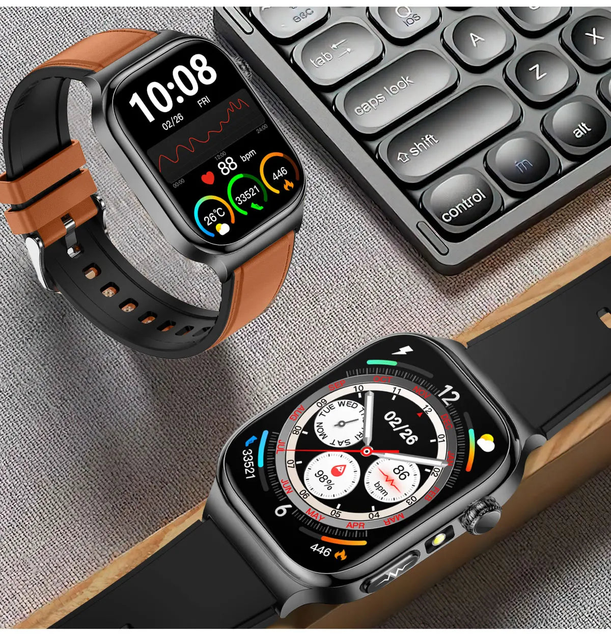 AMOLED Health Smartwatch with ECG, Blood Oxygen, Blood Pressure & Body Fat Tracking