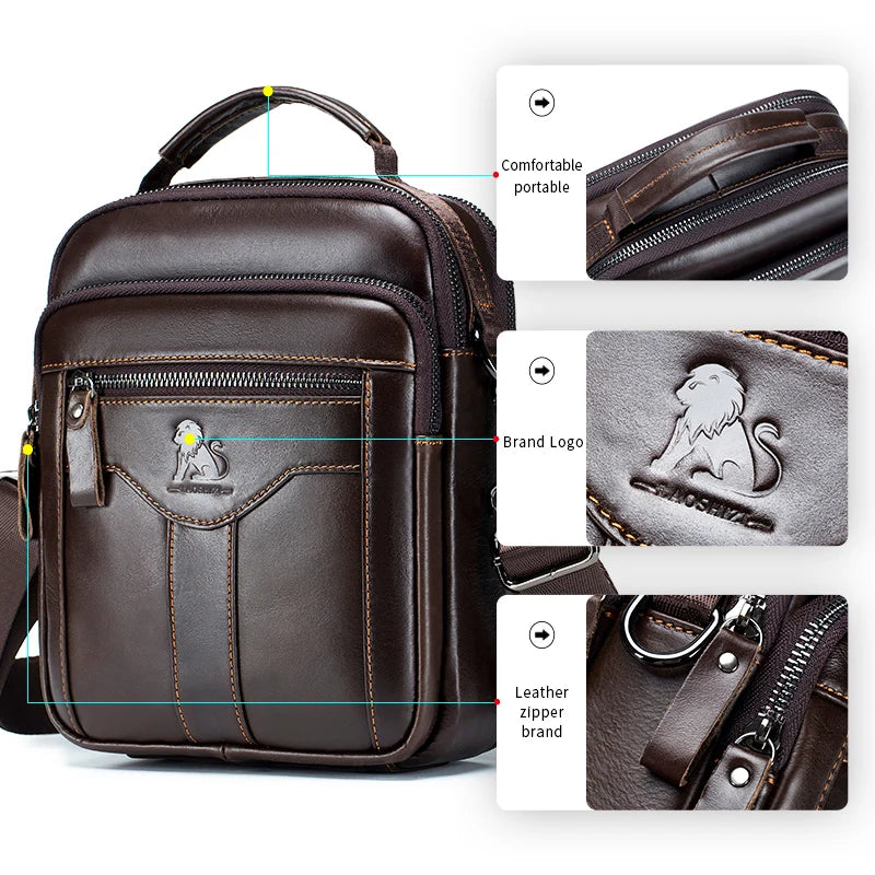 Men's Retro Cowhide Leather Crossbody Bag – Trendy Shoulder Bag