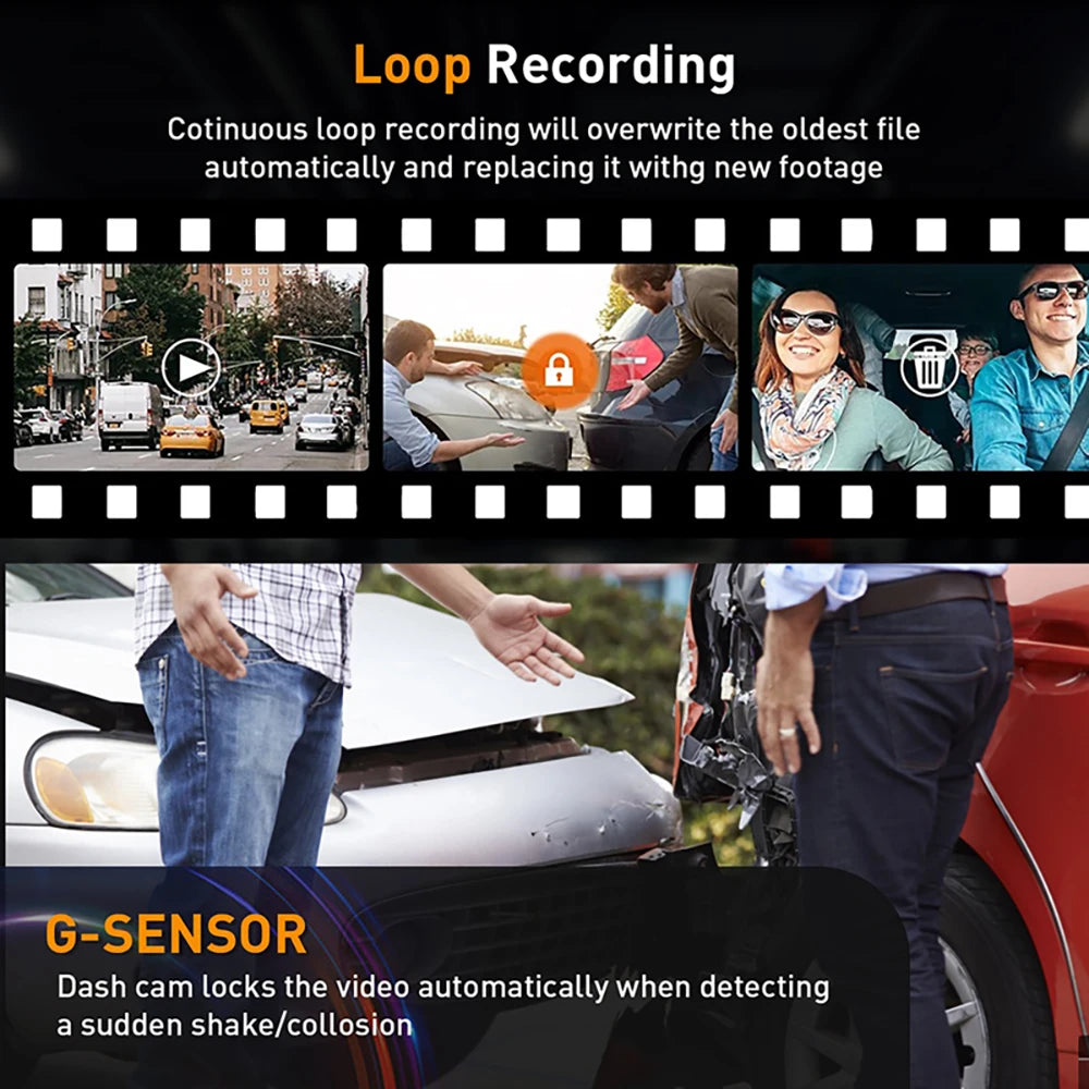 3 Channel Dash Cam for Cars Camera Black Box 3Ch/2Ch 1080P Video Recorder Rear View Camera for Vehicle Car DVR Car Accessories