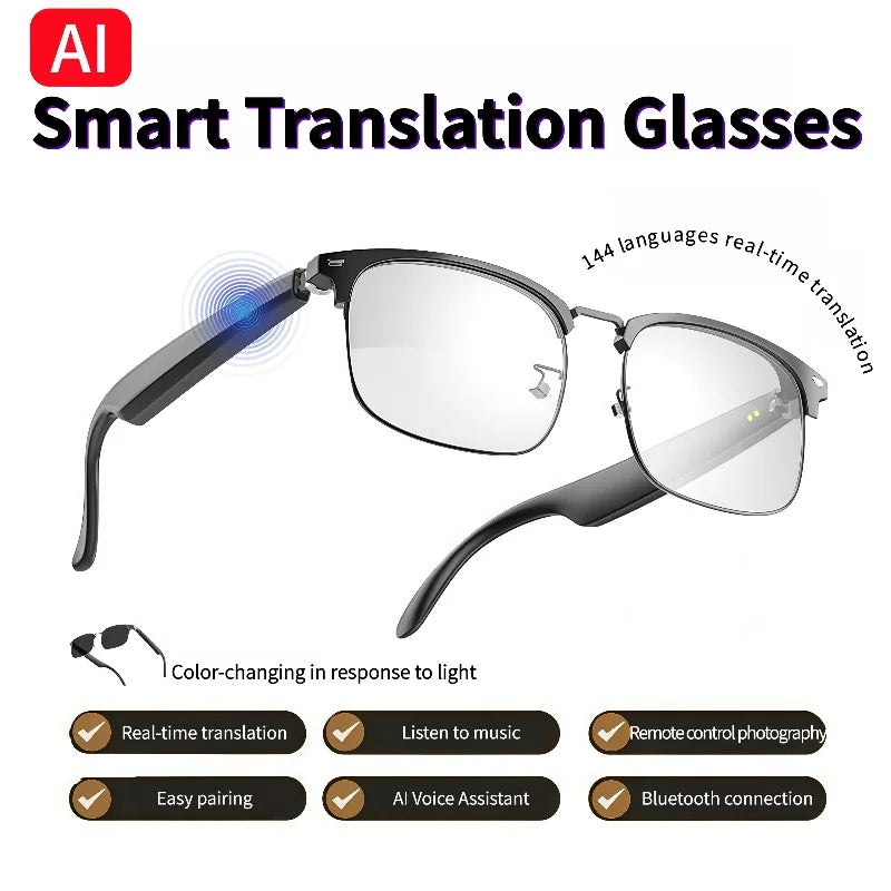 GS13 AI Smart Glasses Color-Changing Lenses Bluetooth Calling Outdoor Sports Photography Music Blue-Light Smart Sunglasses