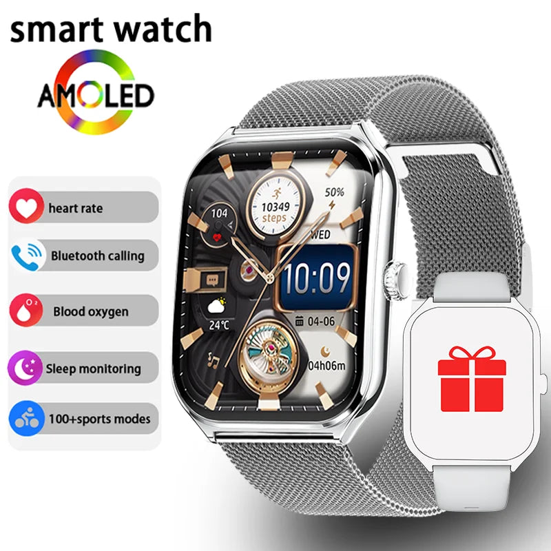 1.96-Inch AMOLED Smartwatch with Bluetooth Calling – Always-On Display