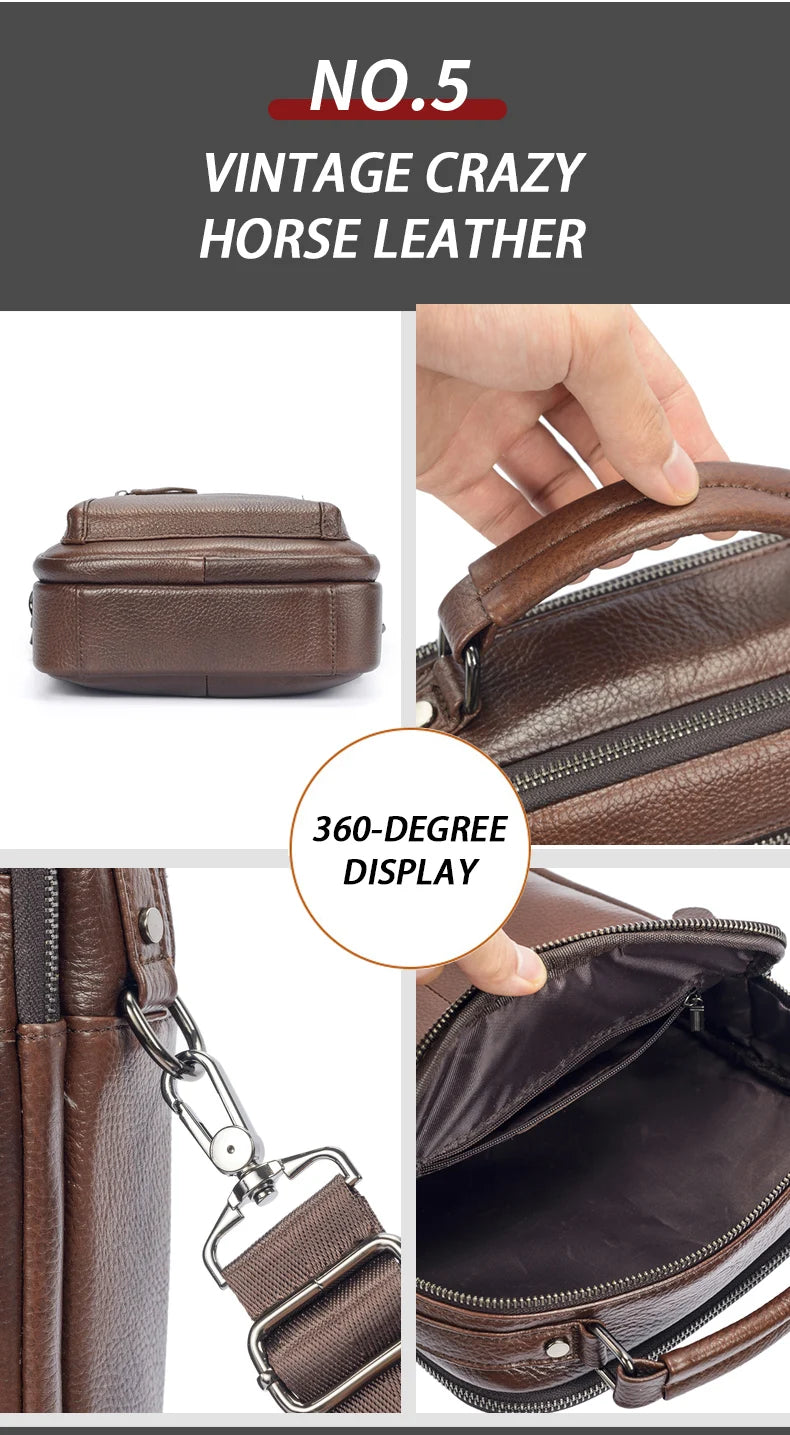 Men's Genuine Leather Shoulder Bag – Large Capacity Business Crossbody