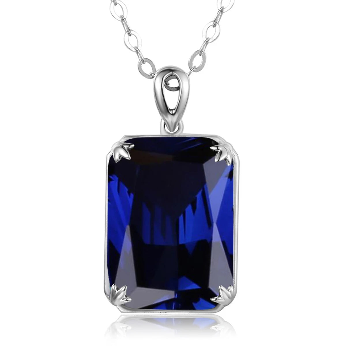 100% Real Silver 925 Necklace Pendant Aquamarine Women Jewelry Birthday Party Banquet Girl Accessories