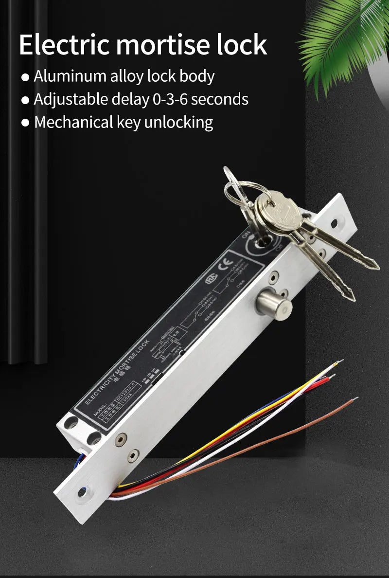 12V Fail Secure Electric Drop Bolt Lock for Electronic Door Access Control System Deadbolt Lock with Mechanical Key Time Delay