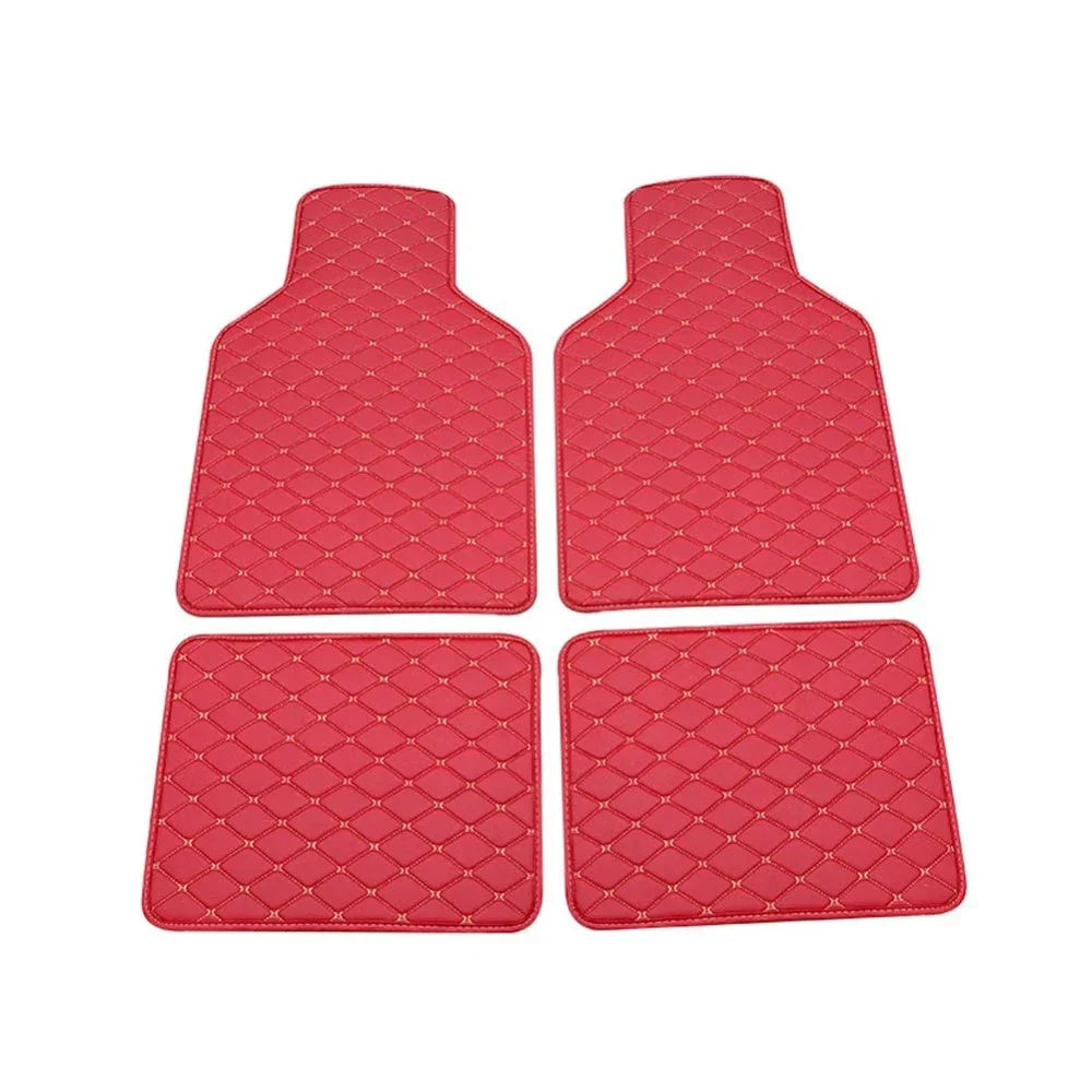 Universal PU Leather Car Floor Mats 4pcs – Multi-Colour
