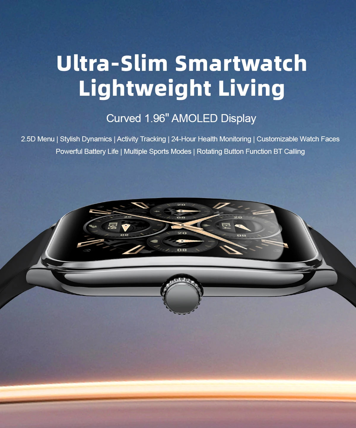 1.96-Inch AMOLED Smartwatch with Bluetooth Calling – Always-On Display