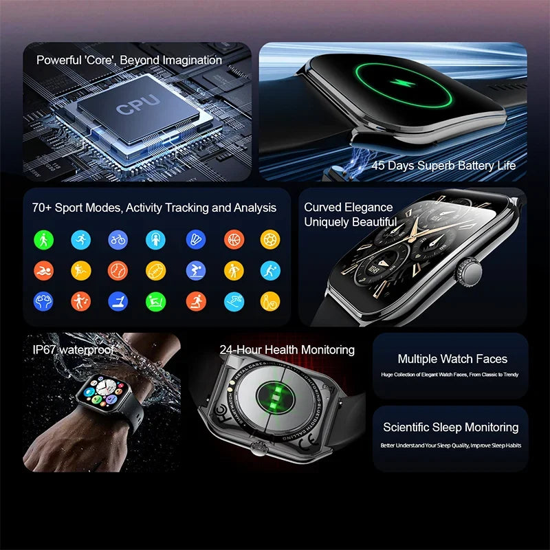 1.96-Inch AMOLED Smartwatch with Bluetooth Calling – Always-On Display