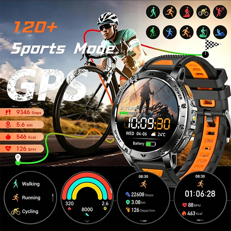 1.7-Inch IPS Smartwatch with Bluetooth Calls, SOS & 120+ Sports Modes