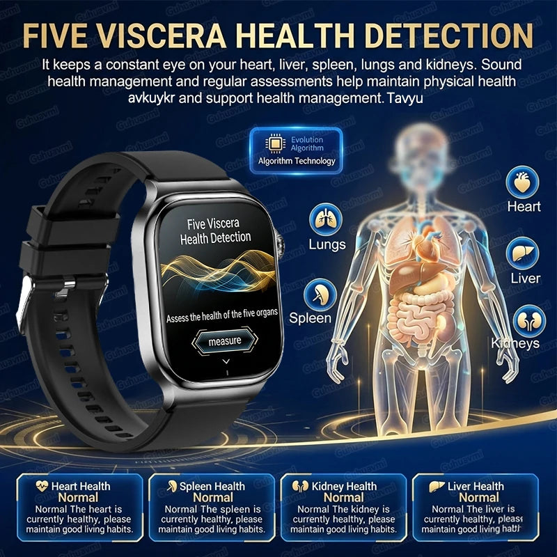 AMOLED Health Smartwatch with ECG, Blood Oxygen, Blood Pressure & Body Fat Tracking