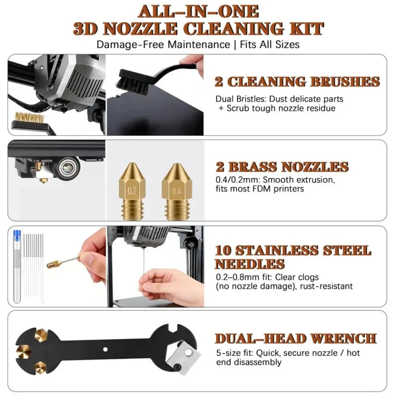 66x 3D Printer Tools Kit with Storage Case for FDM SLA Printers Deburring Tool Scrapers Metal Files Brushes Hand Drill Tweezers