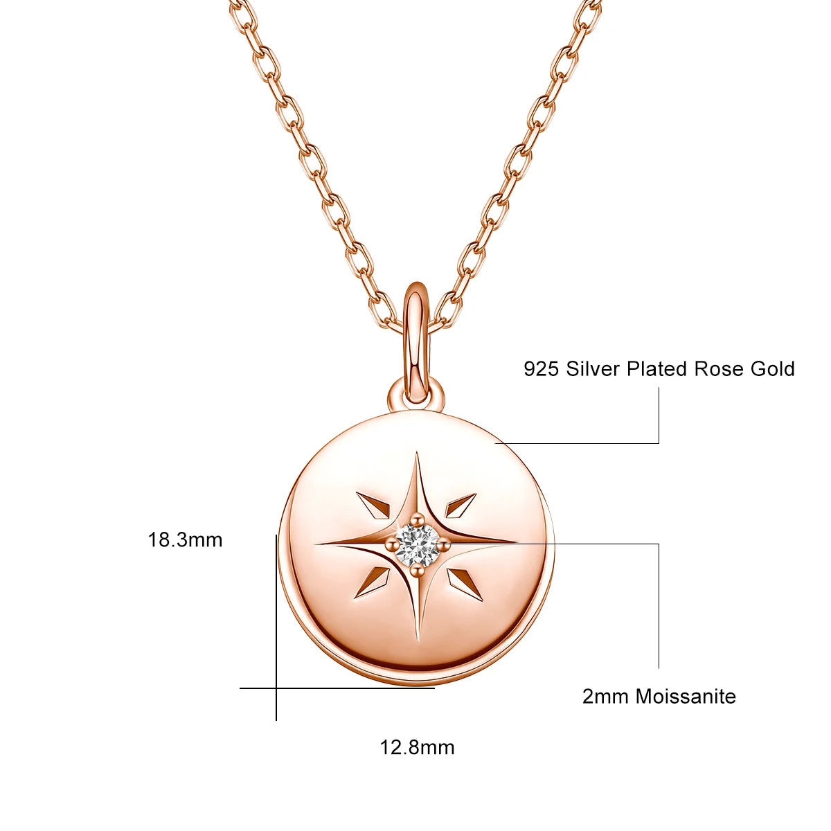 925 Silver Round Star Pendant Necklace For Women Simple Coin Necklace Fine Jewellery Party Gift