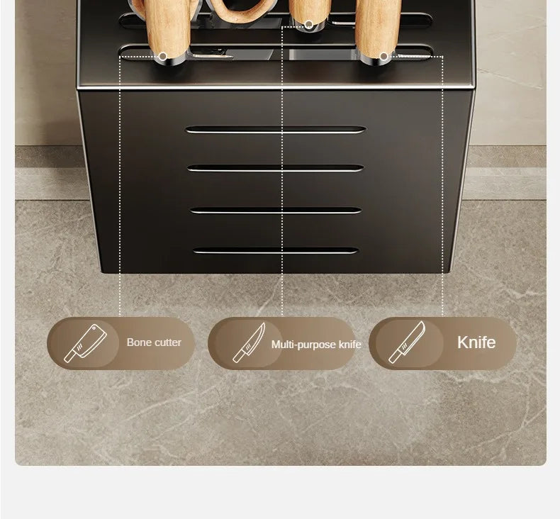 Kitchen Knife Holder Knife Storage Rack No Punching Wall-mounted Storage Box Knife Storage Box Household Knife Storage Seat