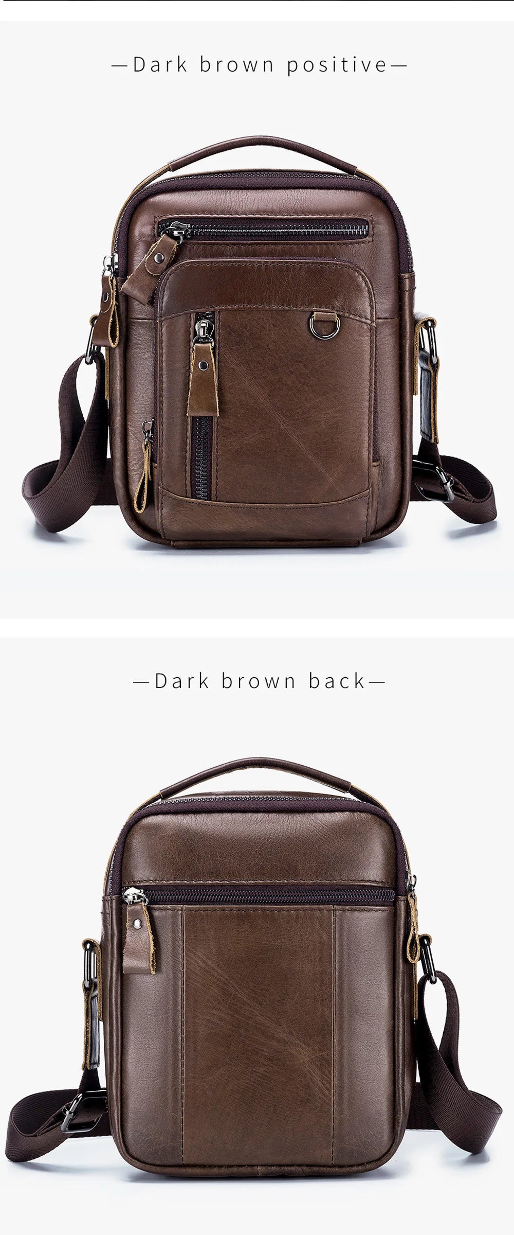 Men's 100% Genuine Leather Shoulder Bag – Compact Crossbody Handbag