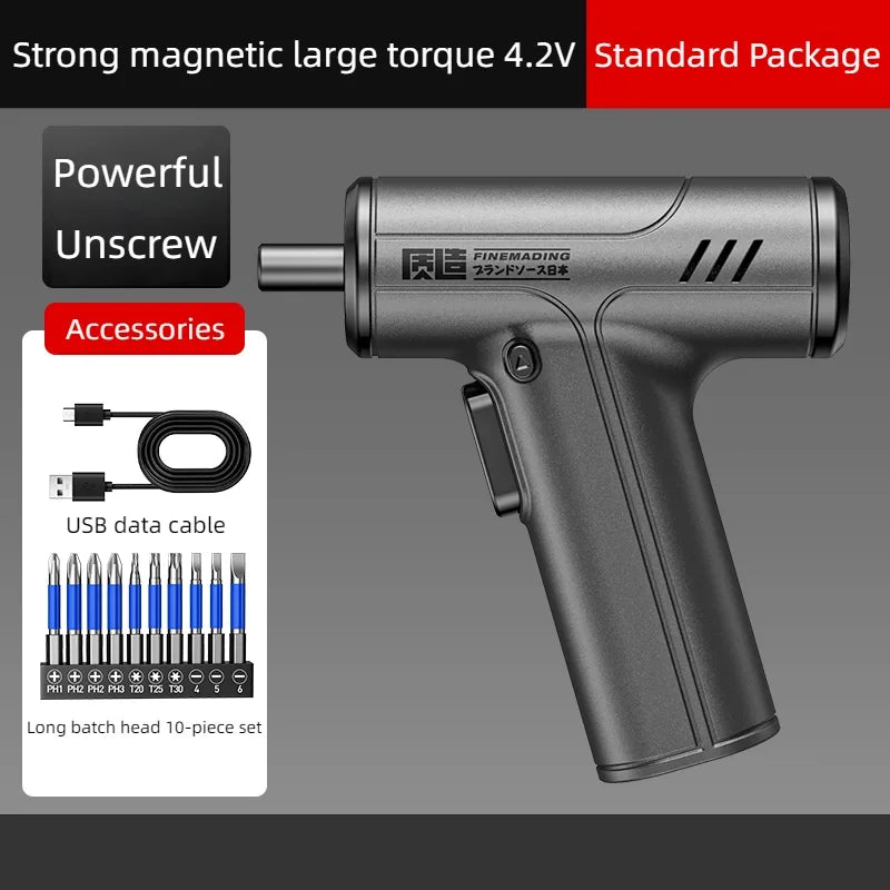 Cordless Electric Screwdriver Set 4.2V — Mini Hand Drill with Type-C Charging & Multi-Function Bits