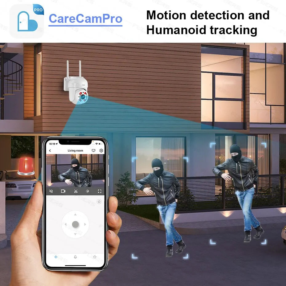 FUERS 3MP PTZ Outdoor WiFi Security Camera, 4X Zoom, AI Auto Tracking