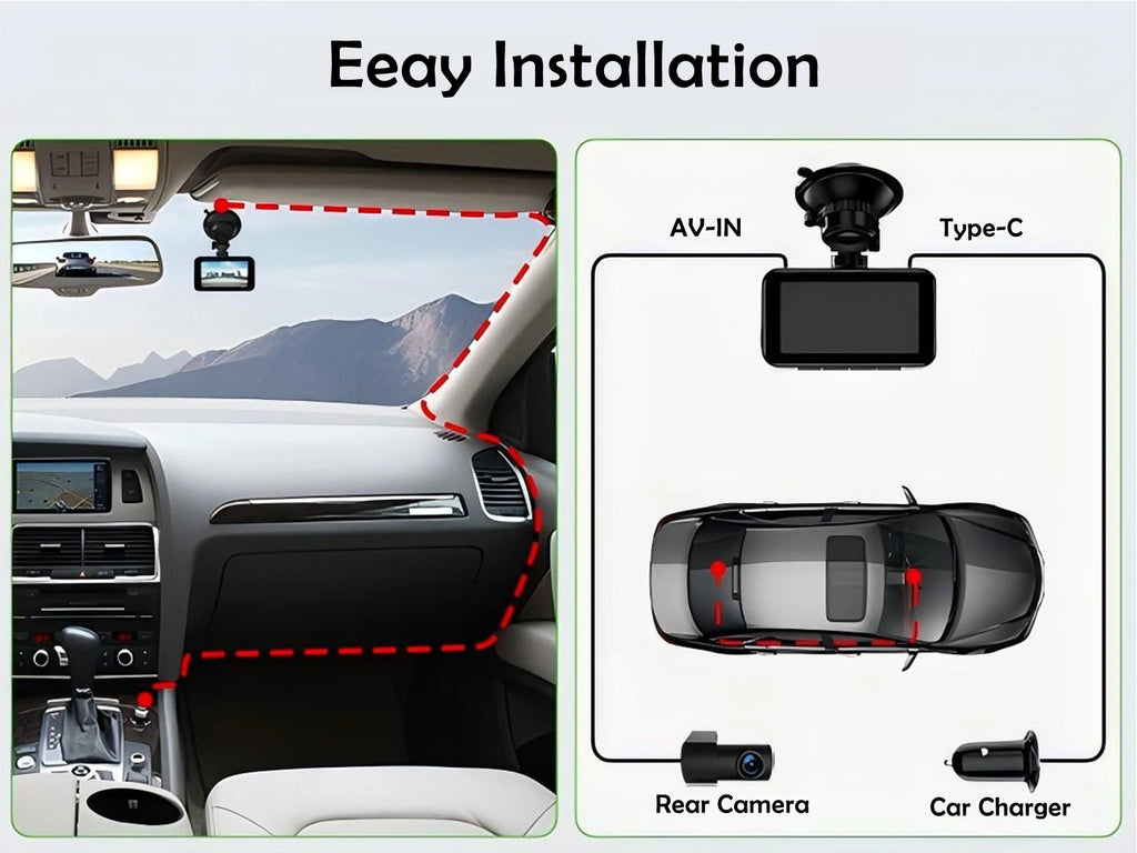 4K Dash Cam for Cars Car Camera Dash Cam WIFI Camera for Car Front and Rear Dash Camera Black Box 24H Parking Mode Recorder