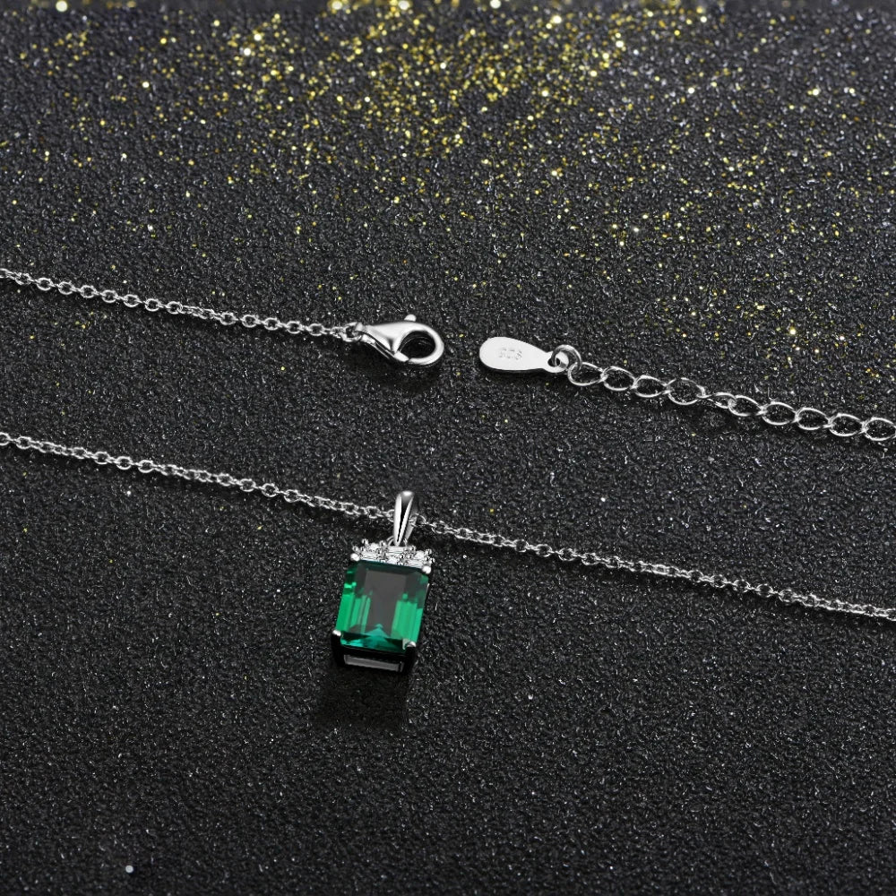 CHARMING Sparkling 2.0CT Created Emerald Pendant Necklace Octagon Shape S925 Silver Fashion Fine Party Jewelry With Certificate