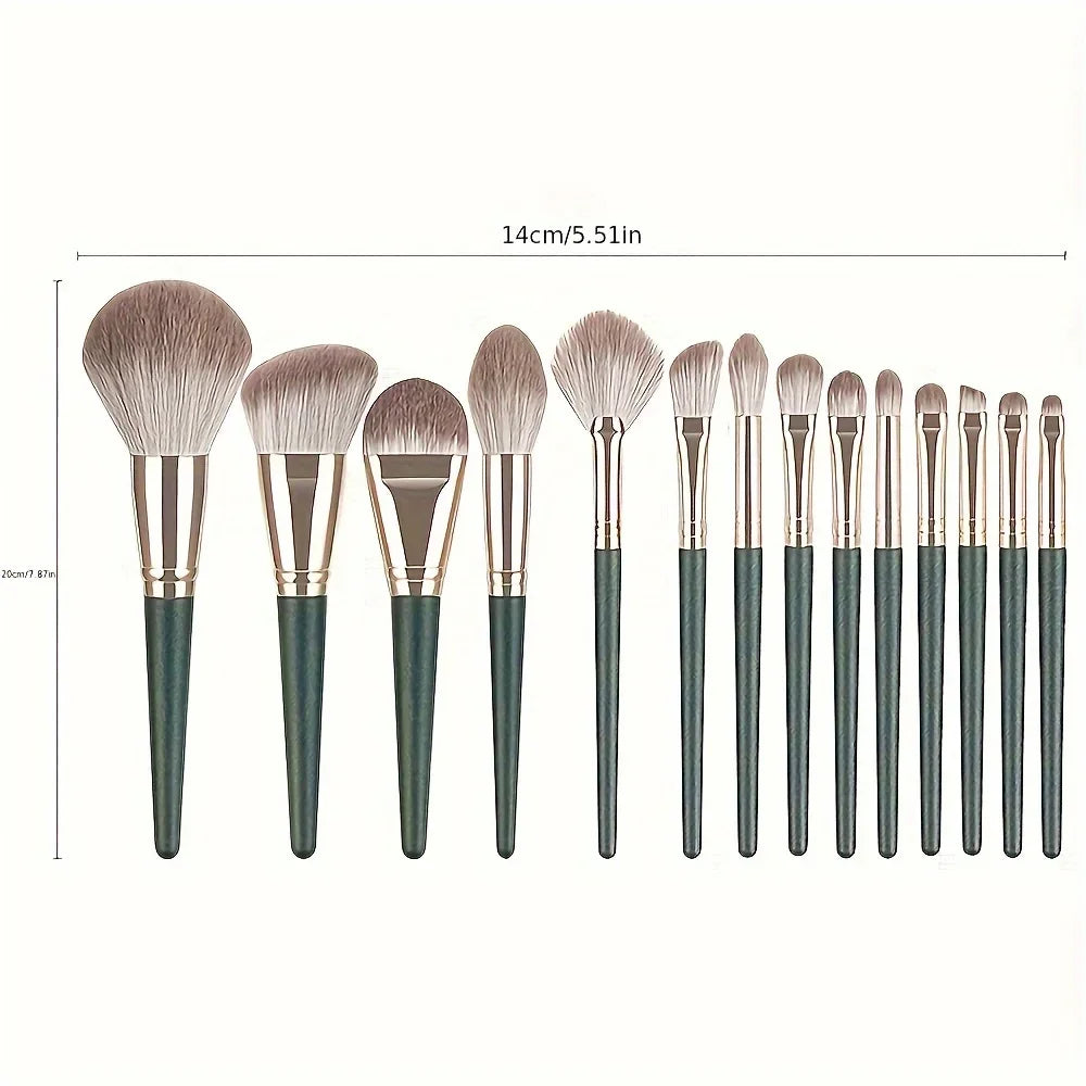 Luxury 14-Piece Makeup Brush Set Professional Full Face & Eye Detail Brushes Super Soft for Foundation Blush Application