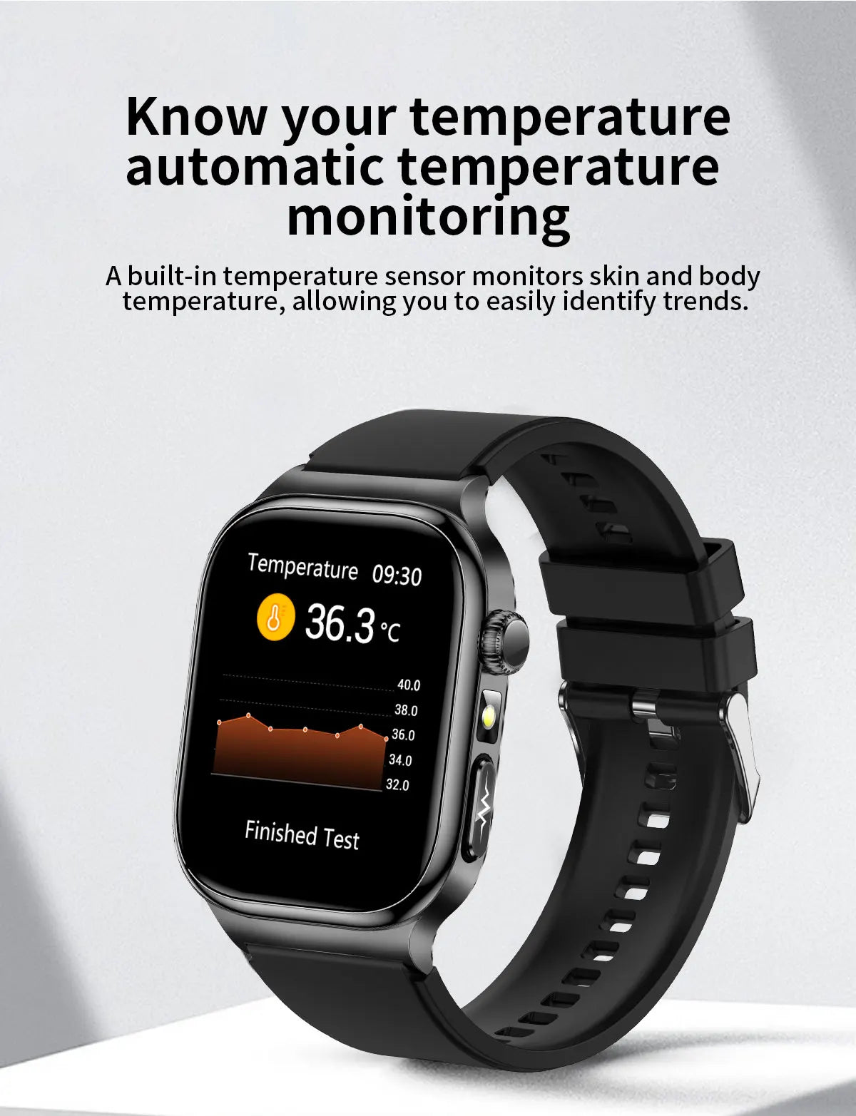 AMOLED Health Smartwatch with ECG, Blood Oxygen, Blood Pressure & Body Fat Tracking