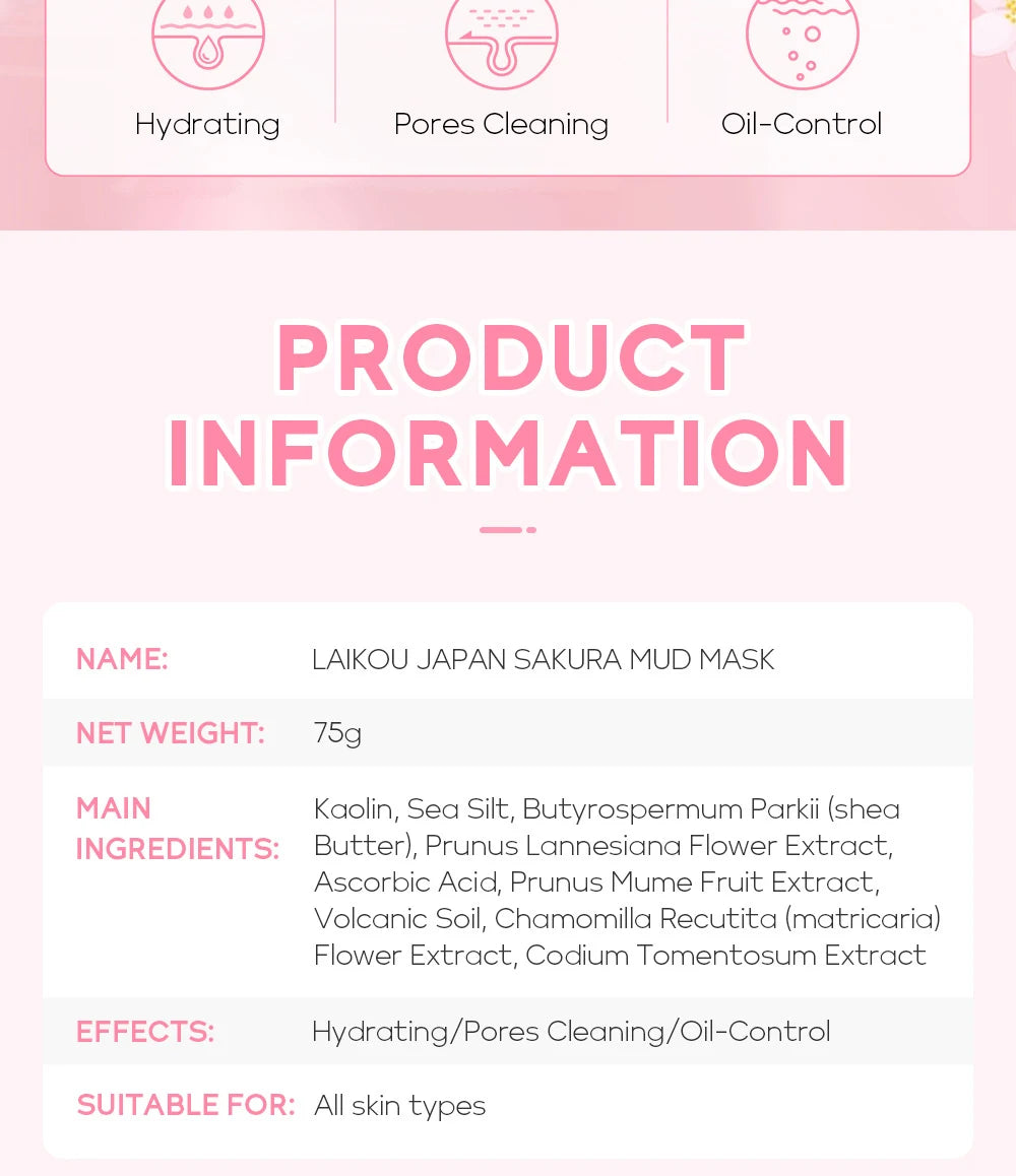 LAIKOU Sakura Skin Care Set – 9pcs Korean Skincare Kit with Cleanser, Toner, Cream & More