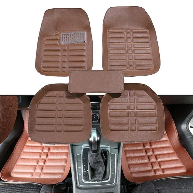 Alfombrillas universales de 5 piezas para coche – Marrón todo tiempo