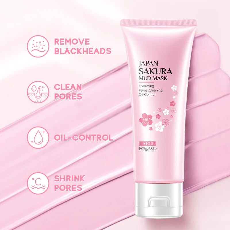 LAIKOU Sakura Skin Care Set – 9pcs Korean Skincare Kit with Cleanser, Toner, Cream & More