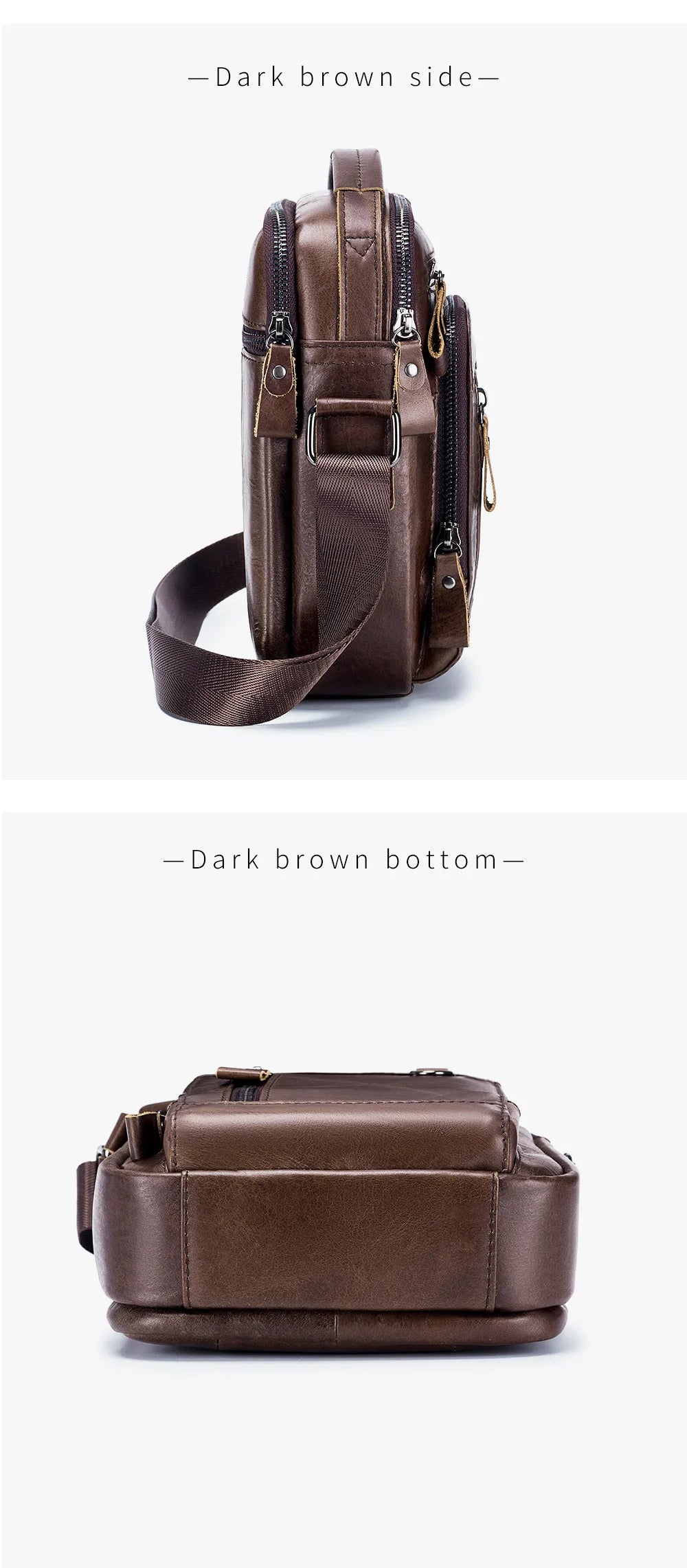 Men's 100% Genuine Leather Shoulder Bag – Compact Crossbody Handbag