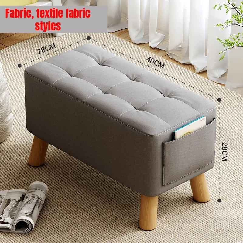 Creative Leather Footstool – Minimalist Square Sofa Stool for Living Room