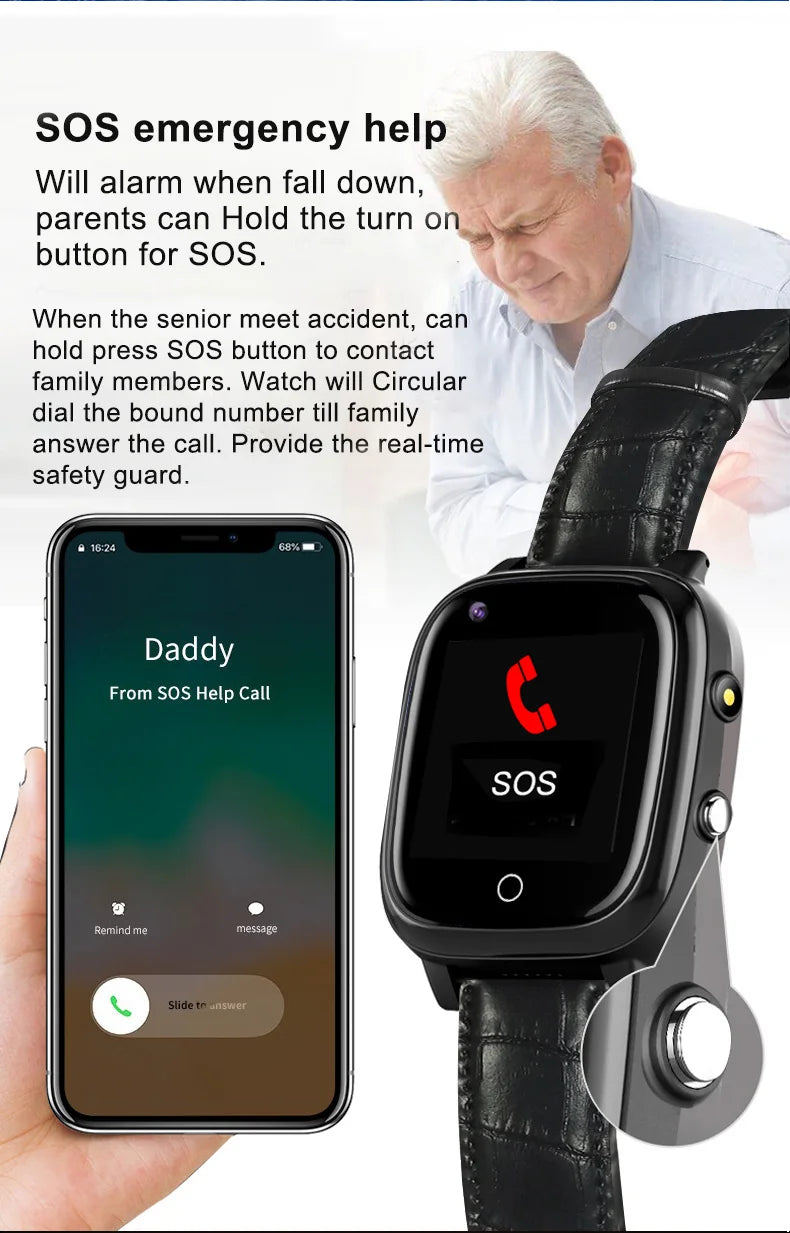 4G Smart Watch for Seniors – SIM Card, GPS Tracking, SOS Alert, Activity & Heart Rate Tracking