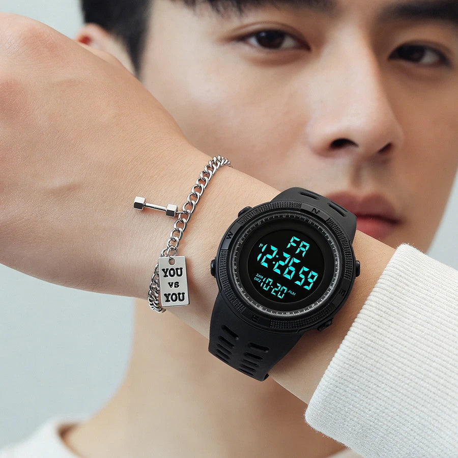 Men's Sport Digital Watch, Big Dial Luminous Waterproof Military Electronic Wristwatch