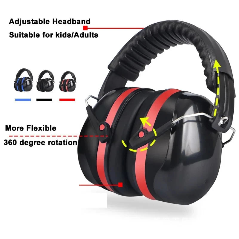 Foldable Anti-Noise Ear Muffs, Sound Reduction Hearing Protection for Work and Shooting