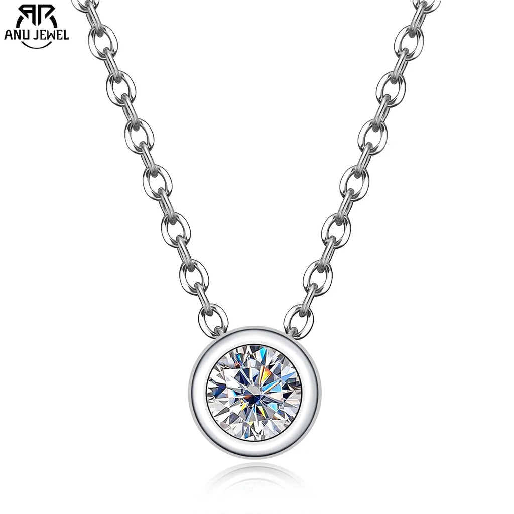 AnuJewel 4mm 0.3ct D Color Moissanite Round Brilliant Cutting 18K Gold Plated  45cm 925 Sterling Silver Necklaces  Wholesale