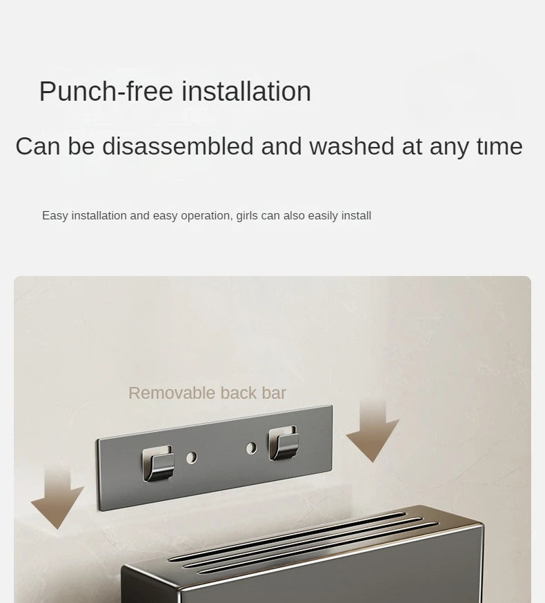 Kitchen Knife Holder Knife Storage Rack No Punching Wall-mounted Storage Box Knife Storage Box Household Knife Storage Seat